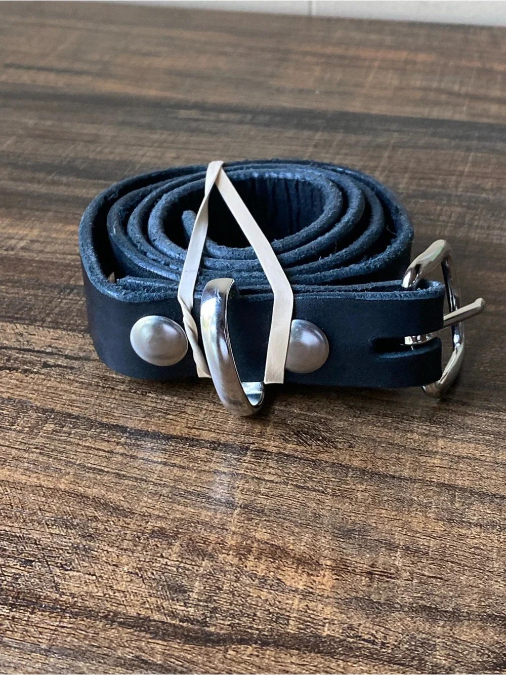 Vintage Leather Studded Belt, 32”